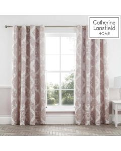 Catherine Lansfield Rococo Jacquard Eyelet Curtains - Blush - 66x72"