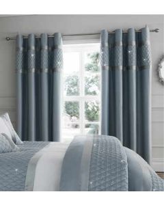 Catherine Lansfield Sequin Cluster Eyelet Curtains - Duck egg 