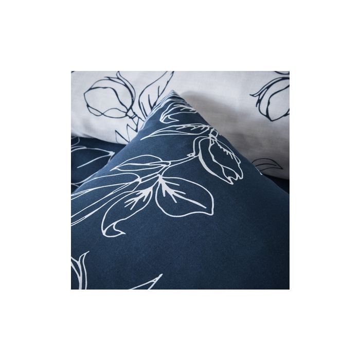 Navy Blue Modern Floral Duvet Cover + Pillowcases LINA